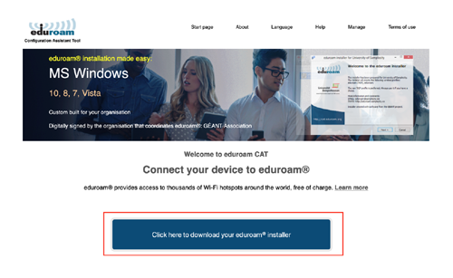 Download eduroam installer