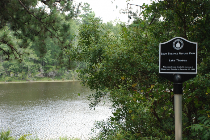 Eubanks Preserve sign by Lake Thoreau