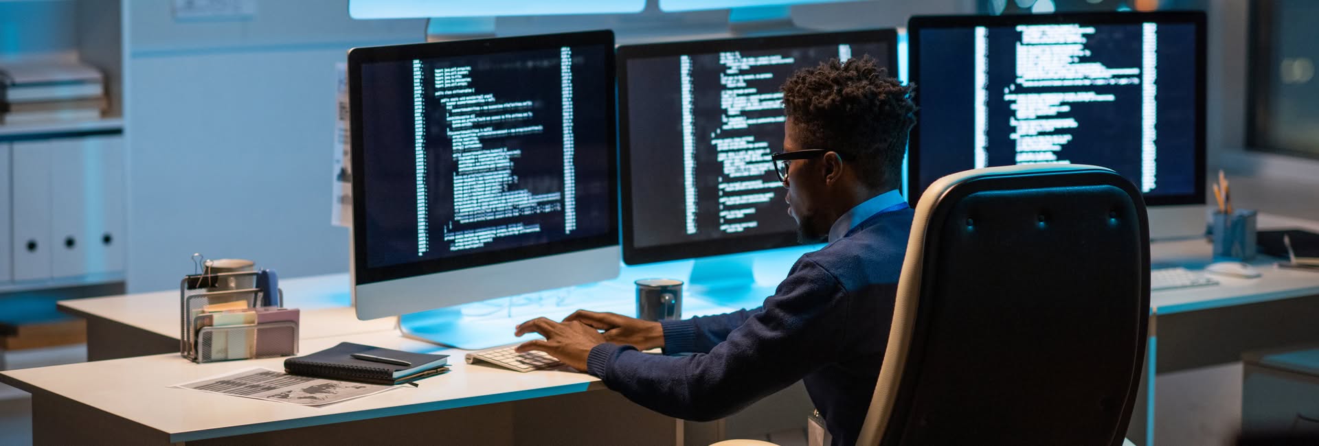 man working at a computer