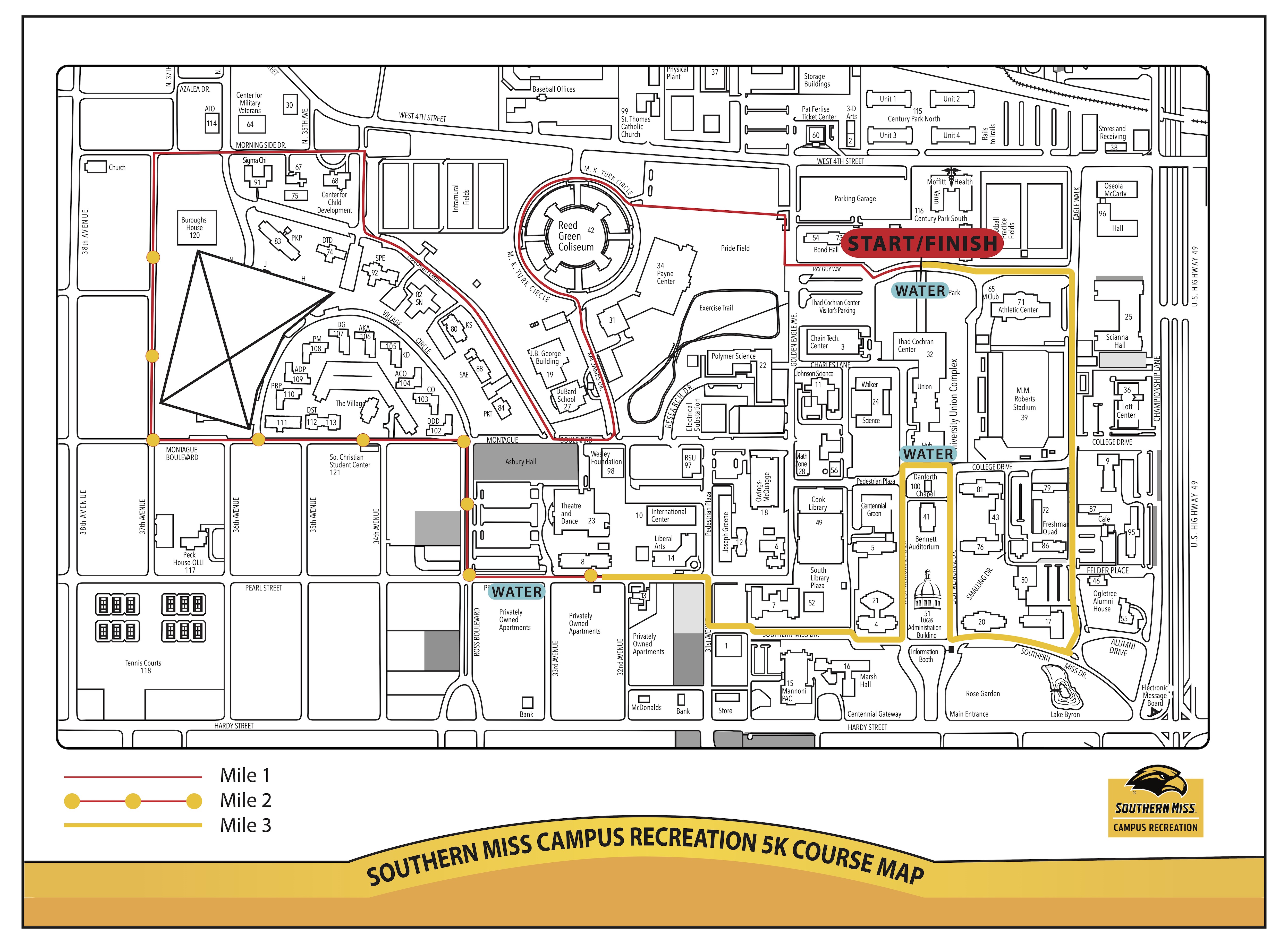 5K Course Map - Spirit Park Start