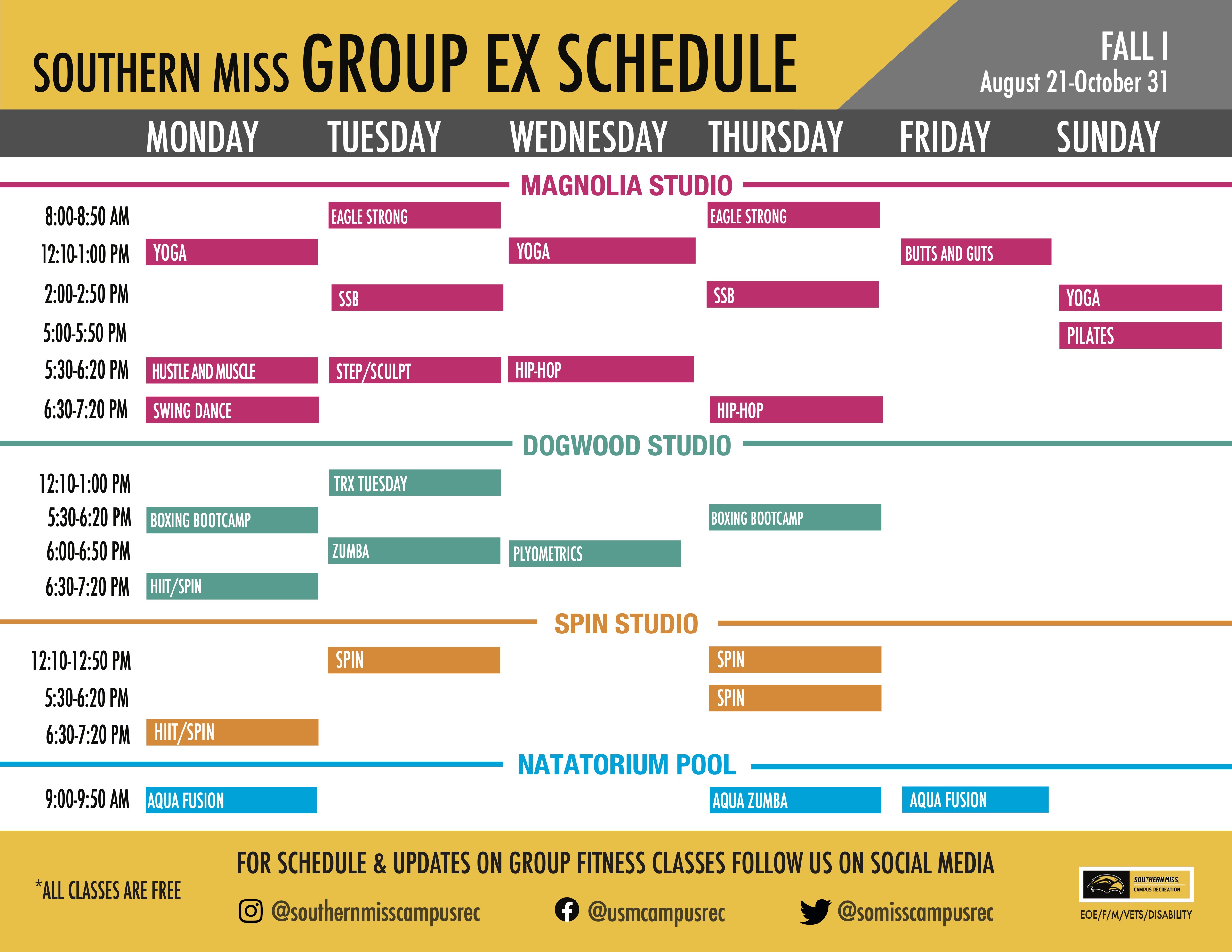 Fall I Group Ex Schedule Fall I Group Ex Schedule