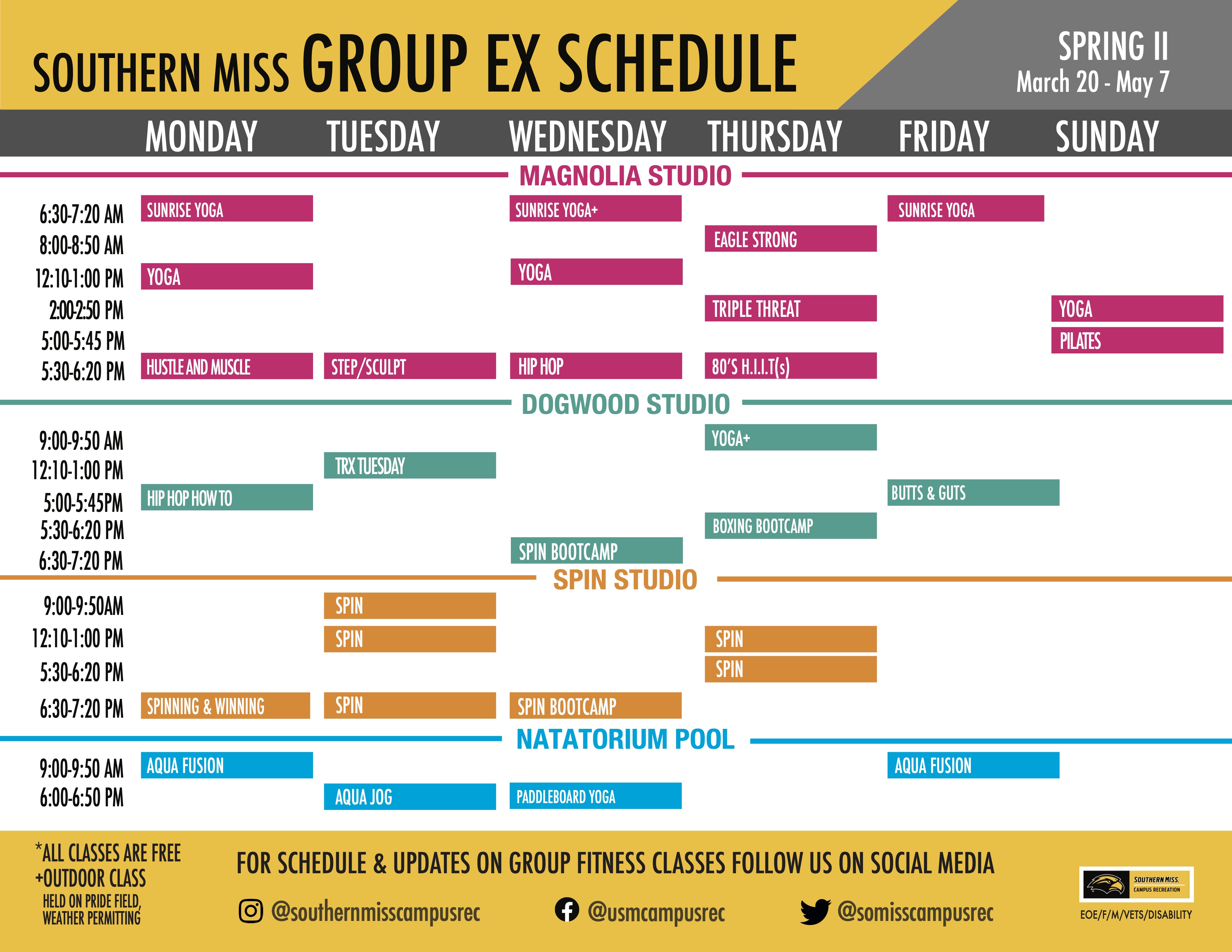 Group Ex Spring 2 Class Schedule