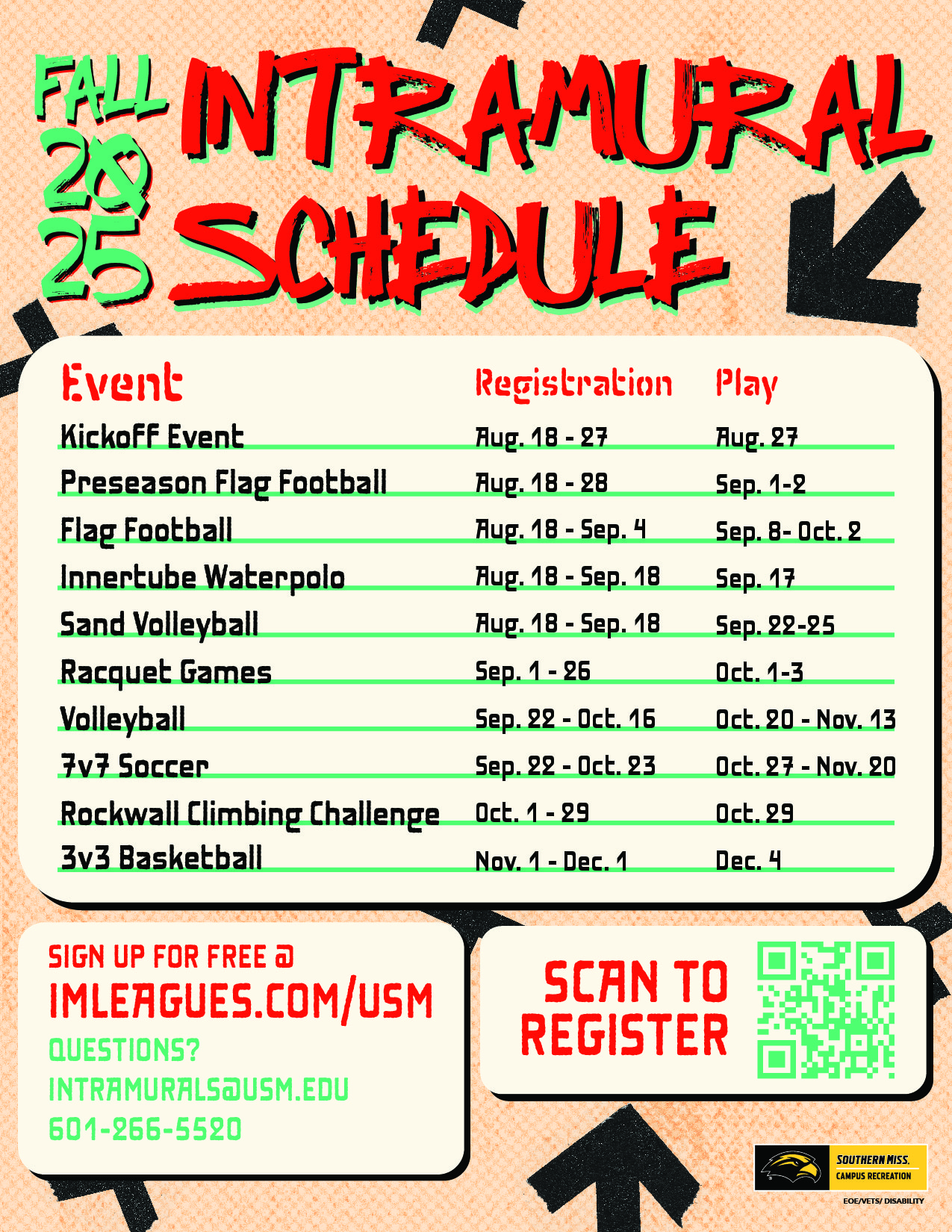 Fall 2025 Intramural Schedule