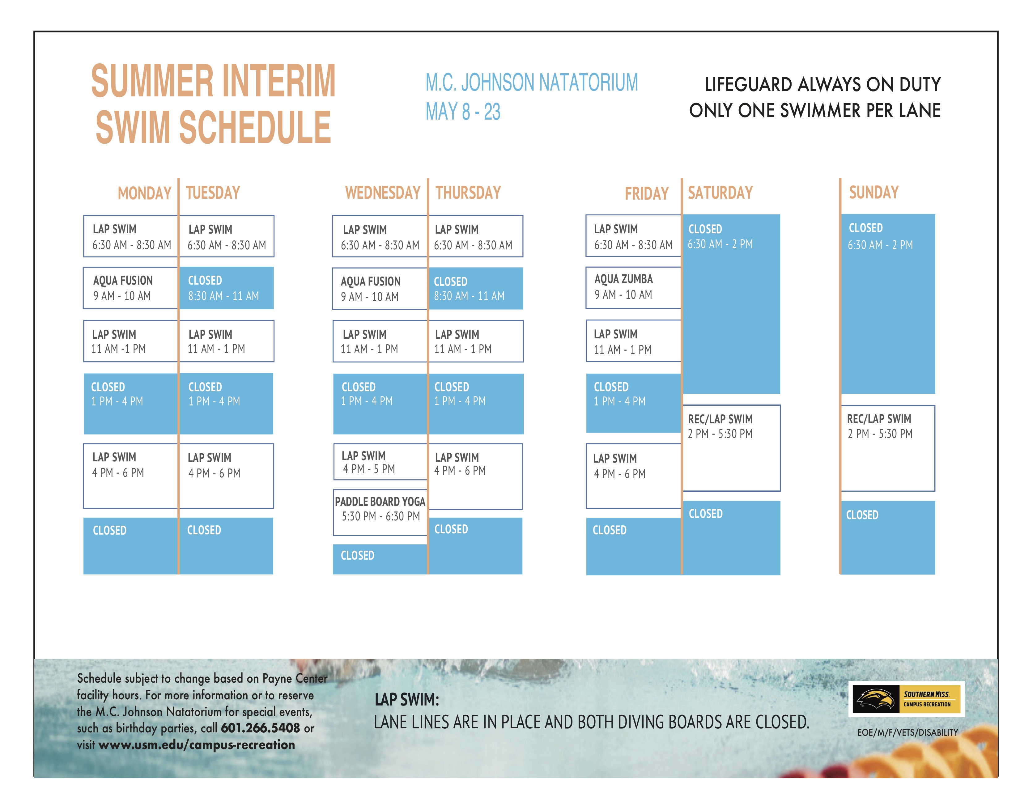 Pool Hours and Policies | Campus Recreation | The University of