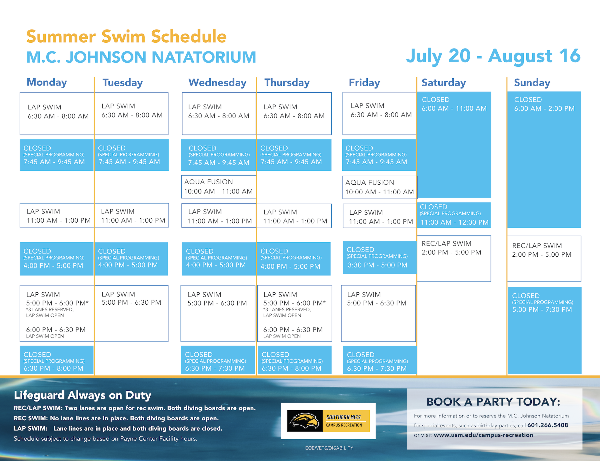 Fall Interim Pool Schedule Fall Interim Pool Schedule