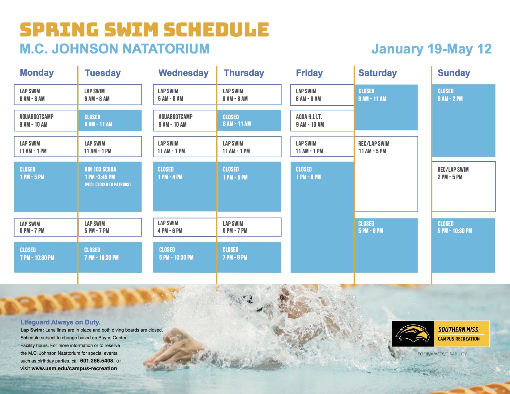 Spring Pool Schedule