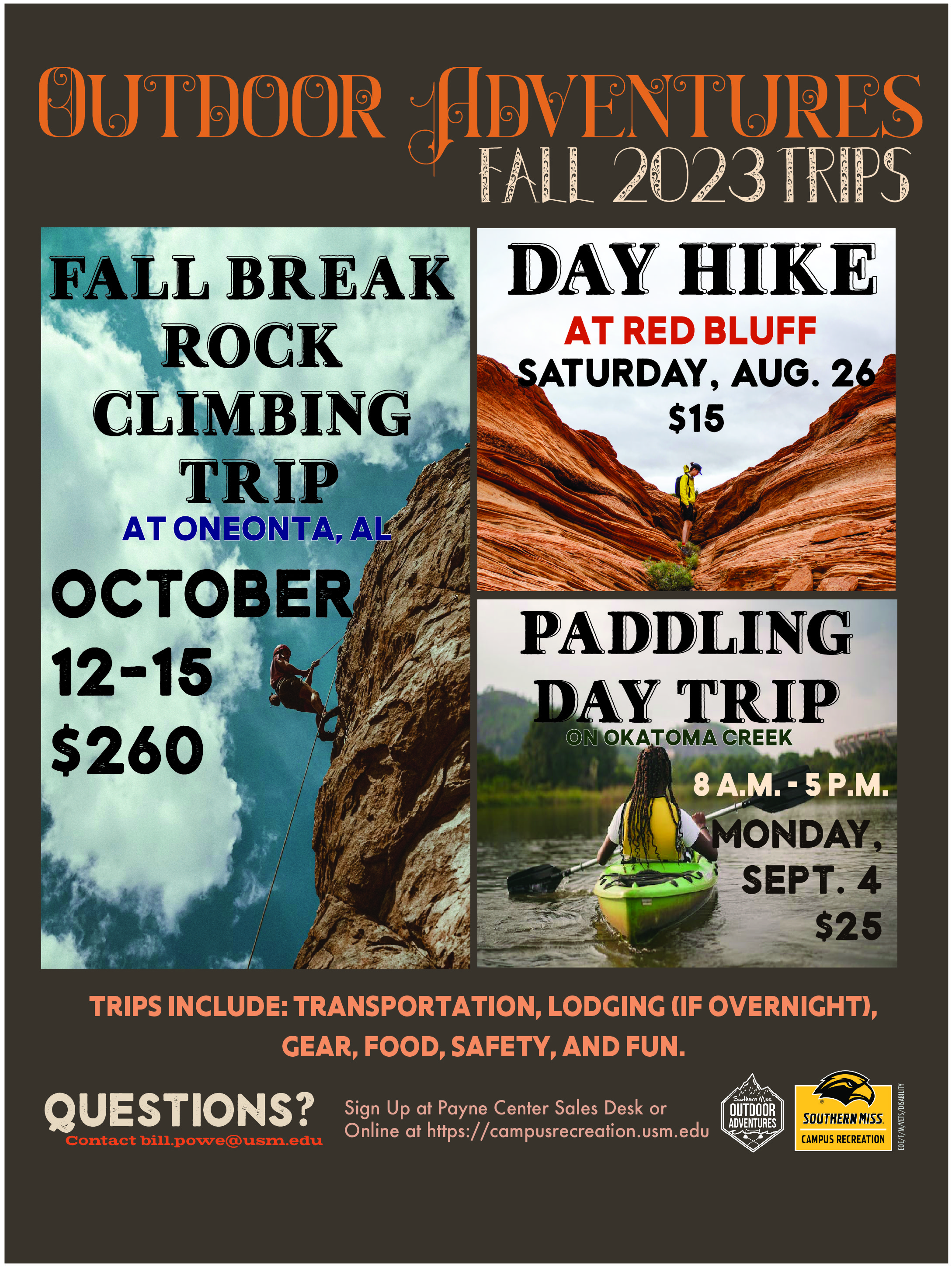 Outdoor Adventures Fall Trips 2023