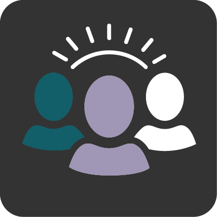 Icon depicting people working together on a creative project