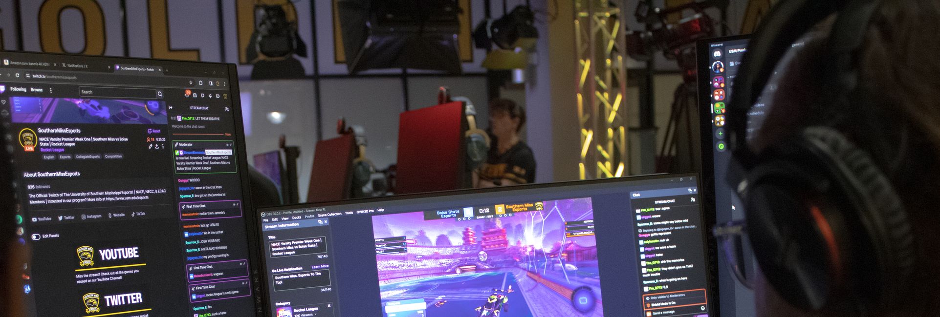 student gaming in the arena