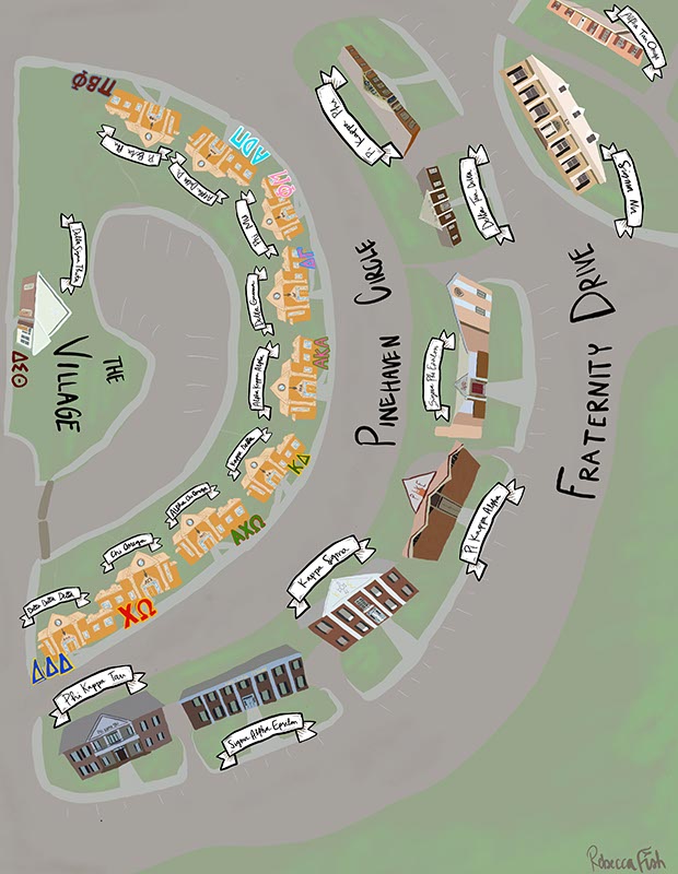 Graphic of Sorority Village and Fraternity Row