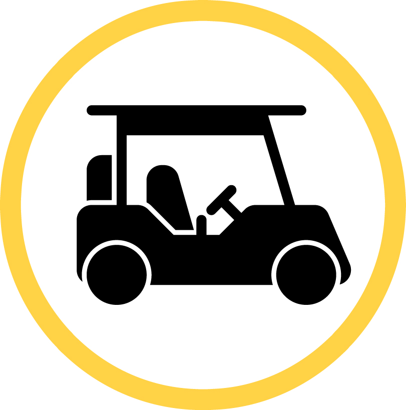 Request a Tour icon depicting a golf cart