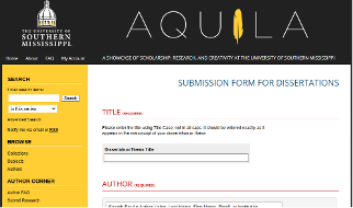 Squeenshot of Aquila submissions page