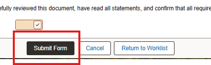 Screenshot of the checkbox and submit form button