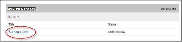 Screenshot showing the selection of your thesis