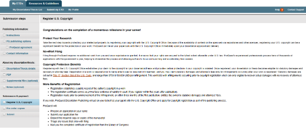 Squeenshot of ProQuest's copyright information