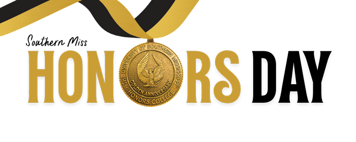 Honors medallion on a black and gold ribbon