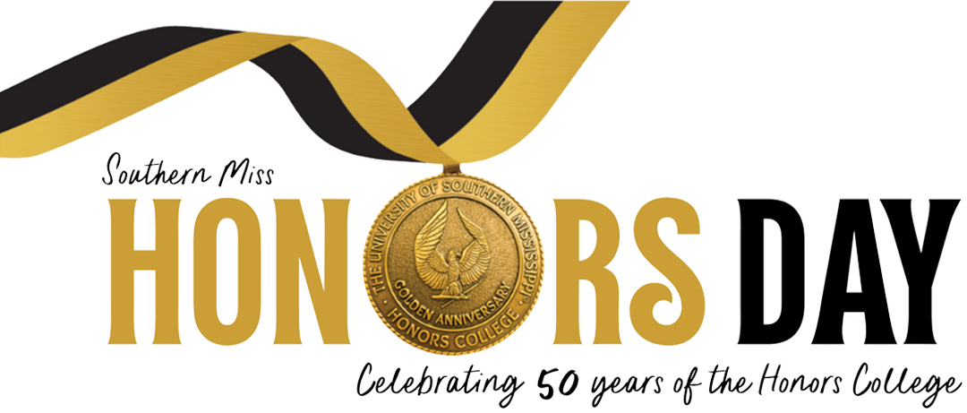 Honors medallion on a black and gold ribbon