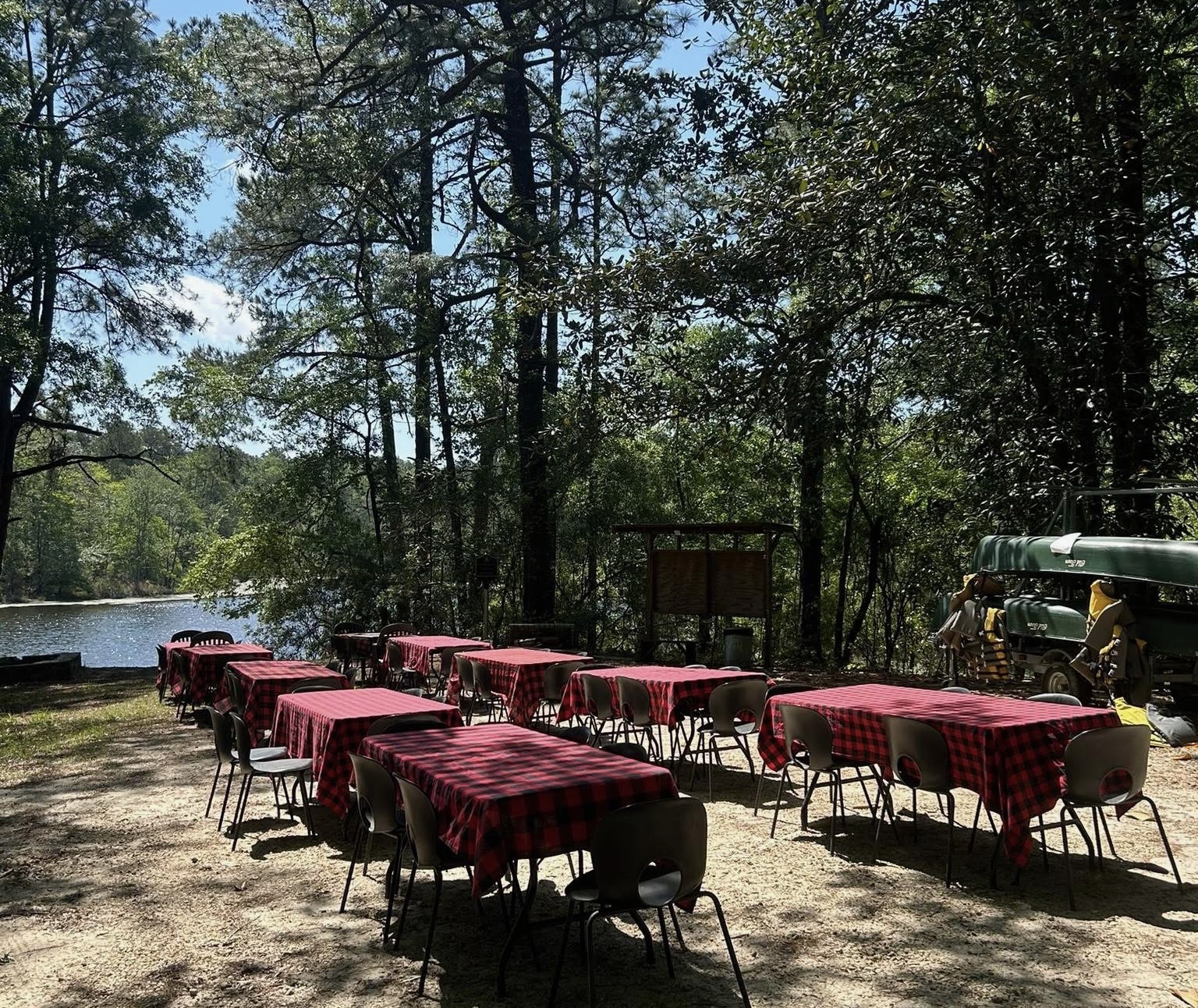 Lake Thoreau Party setup Lake Tables