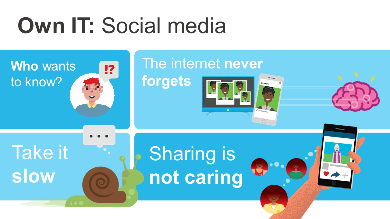 CyberSecurity Social Media Graphic that encourages users not to overshare personal information as it has a possibility to be used by hackers or scammers.