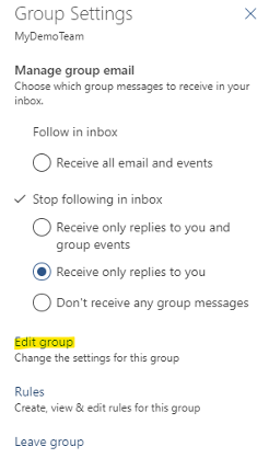 Edit Group Settings