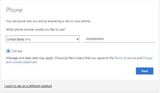 Enter phone number