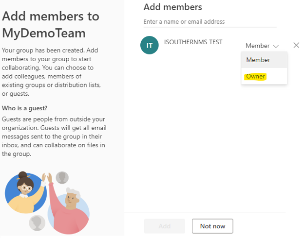 Add members to new group
