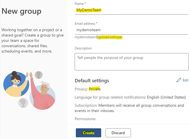 New Group settings