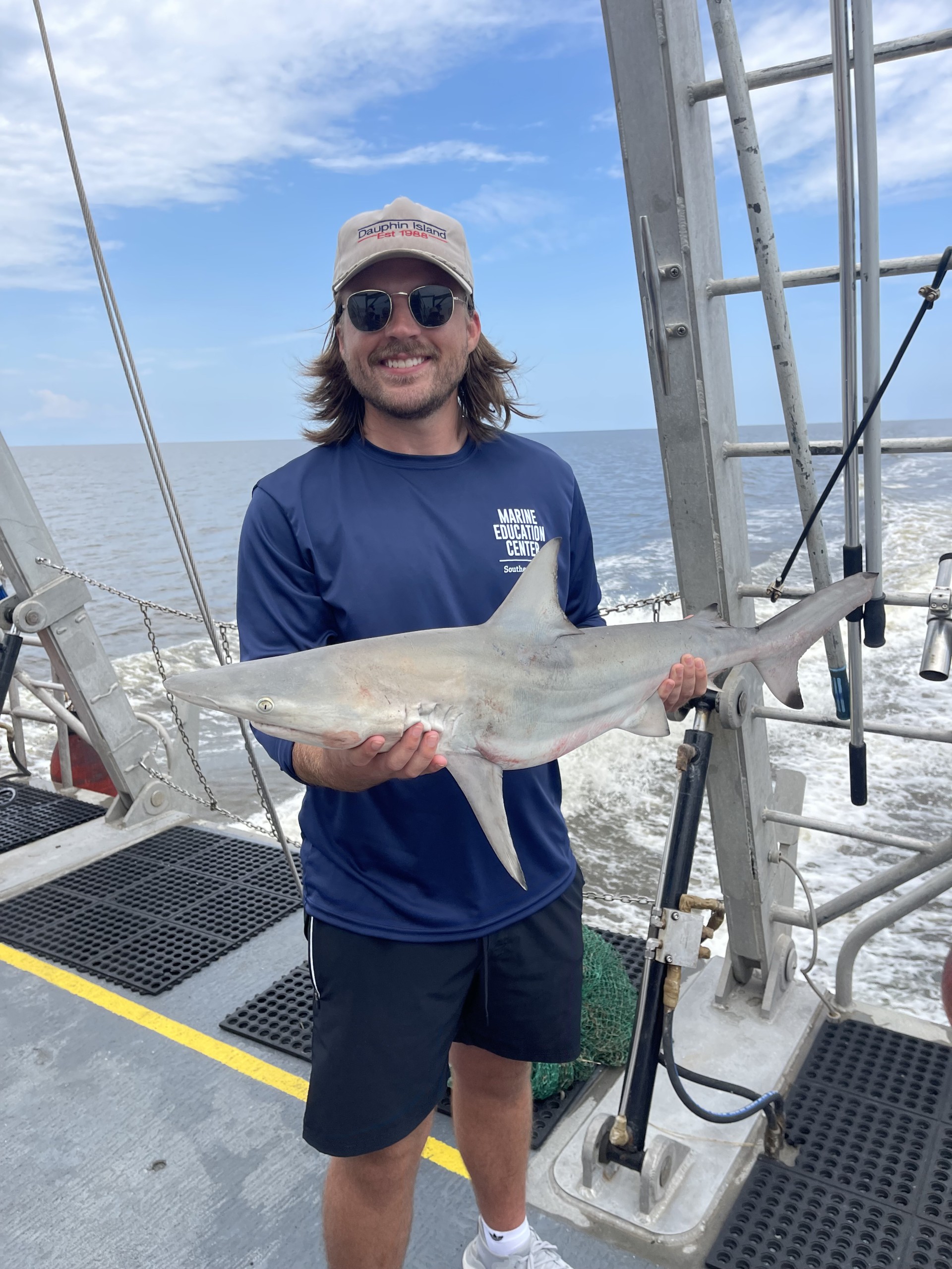 Major Birmingham holding a shark