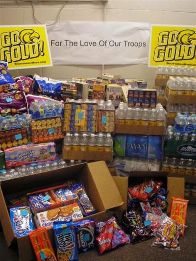 Donations from Southern Miss Custodial Staff for American troops serving overseas