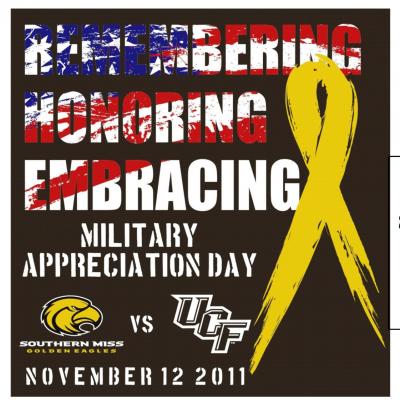 Military Appreciation Day T-shirt for Southern Miss - Central Florida game Nov. 12