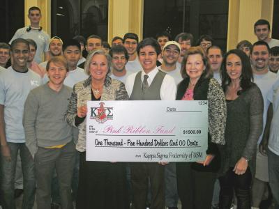 Kappa Sigma Fraternity at Southern Miss contributes $1,500 to Pink Ribbon Fund