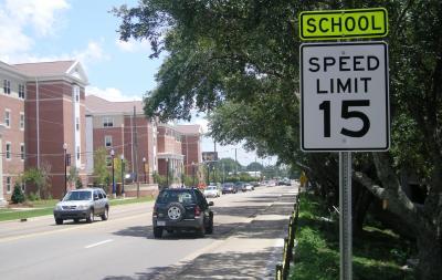 Motorists travelling West Fourth Street through the University of Southern Mississippi Hattiesburg campus between Service Drive and Pete Taylor Park must now slow to 15 miles per hour.