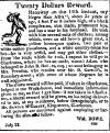 An example of an advertisement placed by a slave master in a South Carolina news
