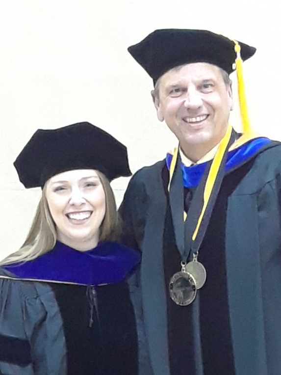 Katelyn Cordell earned her doctorate from the USM School of Polymer Science and Engineering Dec. 12. She worked in the School’s Wiggins Research Group, led by her faculty mentor, Dr. Jeffrey Wiggins, right.