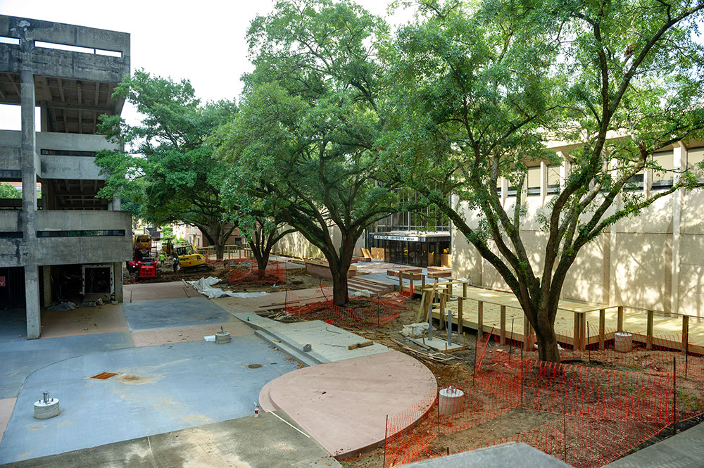 Photo of the stadium plaza construction