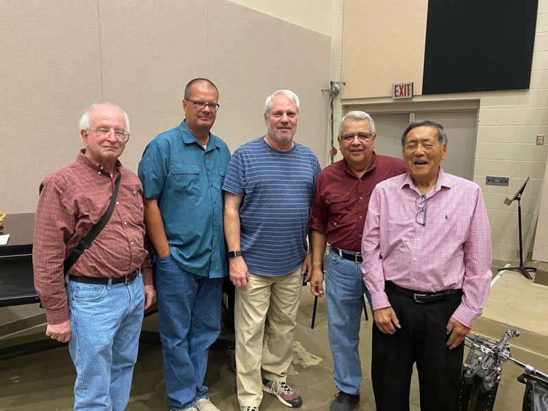 Richard DeLaFuente, Jeff Brown, and Mark Yeager, along with conductors Kyle Hill and Sherman Hong 