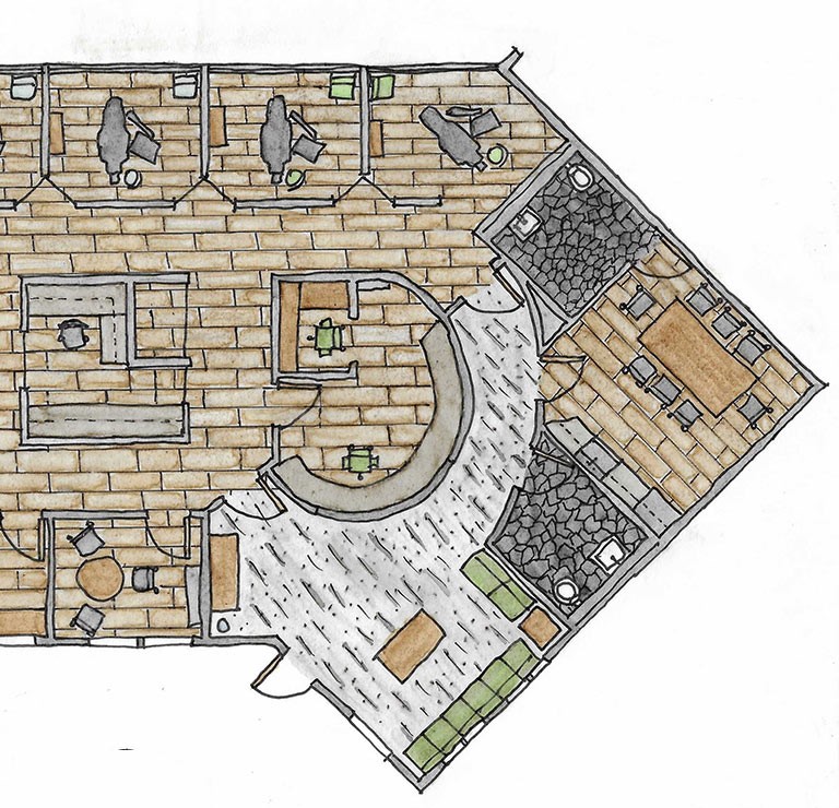 drawing of a dentist's office layout