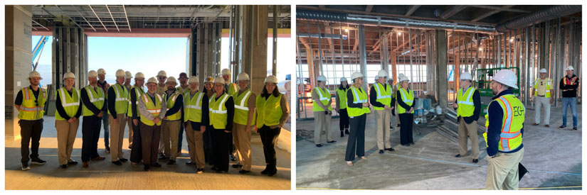USM, NOAA, and Port of Gulfport officials tour the construction progress on the Roger F. Wicker Center for Ocean Enterprise