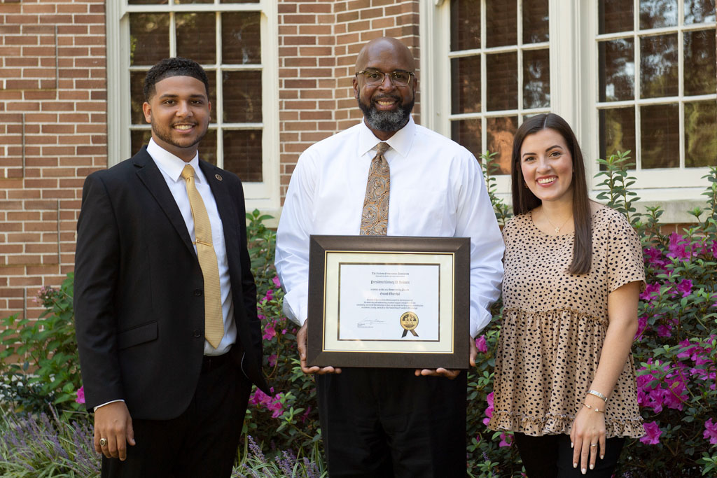 President Bennett with SGA Chief of Staff Olivia Williams and SGA President Lucas Williams