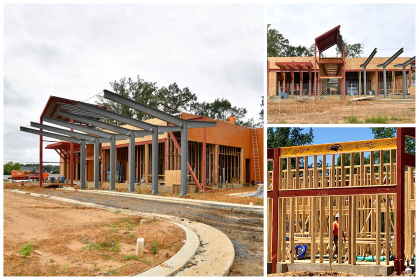 Various photos of the center's construction