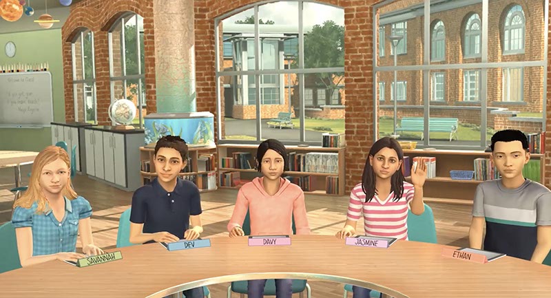 Avatars in a virtual classroom setting