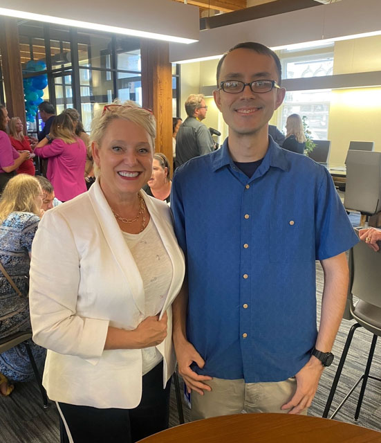 Dr. Heather Annulis, left, and accounting major Alexander Gray.