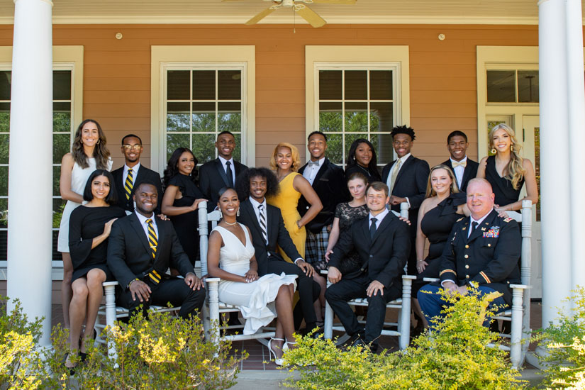 Members of The University of Southern Mississippi (USM) 2022 Homecoming Court includes, from left to right: standing, Kaela Barnicle, Student Body Maid of Foley, Alabama; sitting, Gigi Rivera, Miss Southern Miss of Orlando, Florida; standing, Emmanuel Carney, Student Body Beau, Ripley, Tennessee; sitting, James Jefferson III, Mr. Southern Miss | Baton Rouge, Louisiana; standing, Laila Peters, Junior Maid, Hattiesburg, Mississippi; standing, Mar’Ques McCray, Junior Beau, Heidelberg, Mississippi; sitting Kyrstin Maddox, Homecoming Queen, Mobile, Alabama; sitting, Kenny Ellzey |Homecoming King | McComb, Mississippi; standing, Carrington Brown, Senior Maid, Hattiesburg, Mississippi; standing, Keedrick Palmer, Senior Beau, Jackson, Mississippi; sitting, Megan McDuffie, Gulf Park Maid, Knoxville, Tennessee; sitting, Cameron Hodge, Gulf Park Beau, Lake, Mississippi; standing, Taylor Adair, Sophomore Maid, Aberdeen, Mississippi; standing behind chair, Dylan Little, Sophomore Beau, Picayune, Mississippi; sitting, Zoe Scruggs-Gore, Graduate Maid, Hattiesburg, Mississippi; sitting, Sean Smith, Graduate Beau, Biloxi, Mississippi; standing behind chair, Oliver Young III, Freshman Beau, Biloxi, Mississippi; and standing behind chair, Mary Morgan Wert, Freshman Maid , Jackson, Mississippi. 