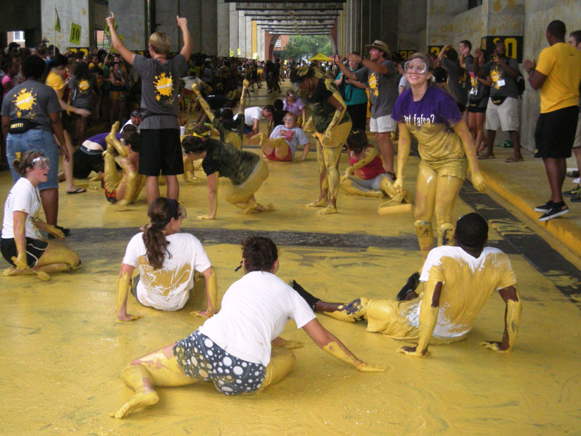 Students painting the Eagle Walk