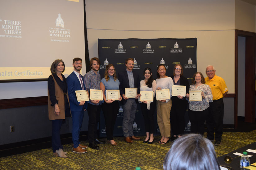 Pictured are the eight finalists from the Three-Minute Thesis Competition (3MT®).