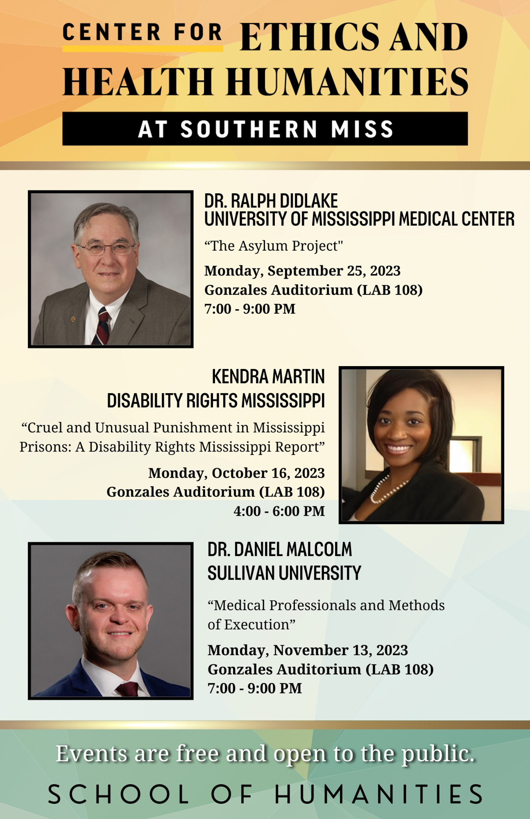 Fall Lecture Series to be Hosted by the Center for Ethics and Health Humanities, Starting from Sept. 25