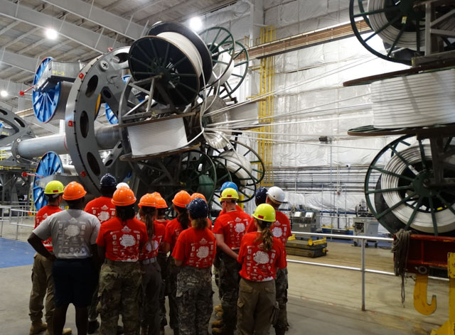 Cadets in front of exhibit