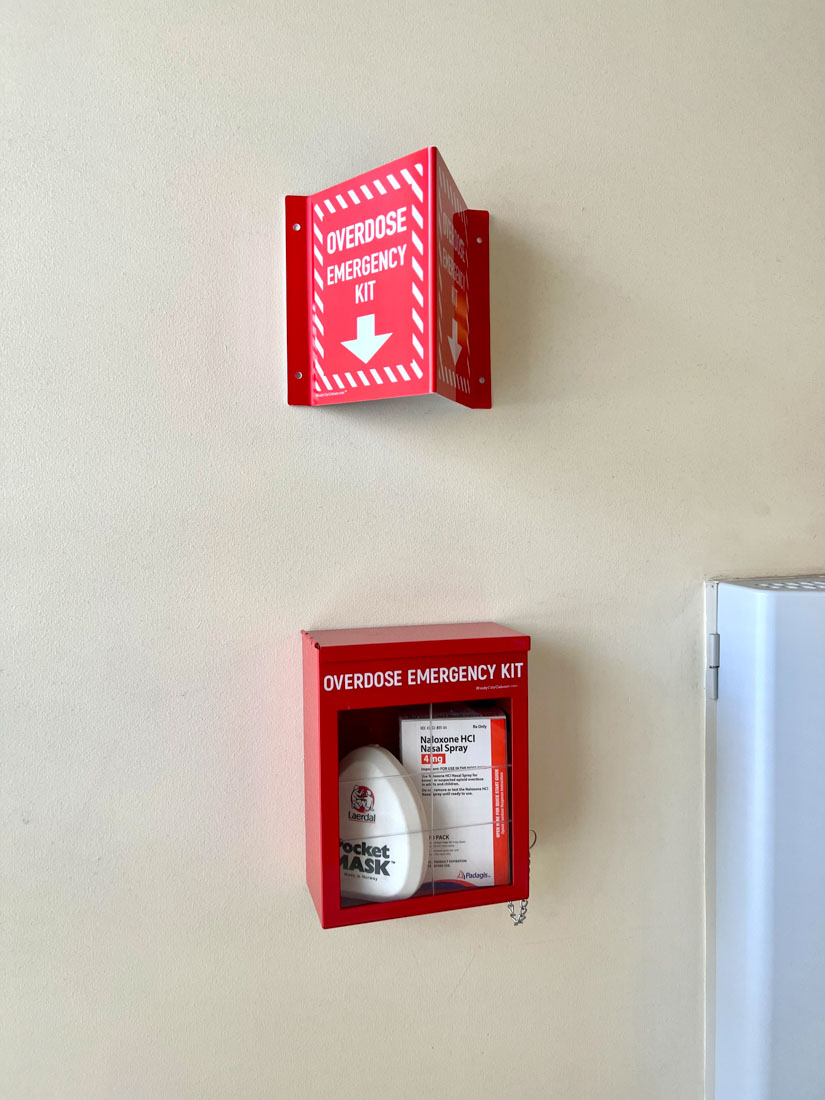 Opiod Emergency Kit on wall