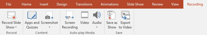 powerpoint screenshot of recording menu bar