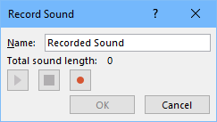 screenshot of the sound recording panel